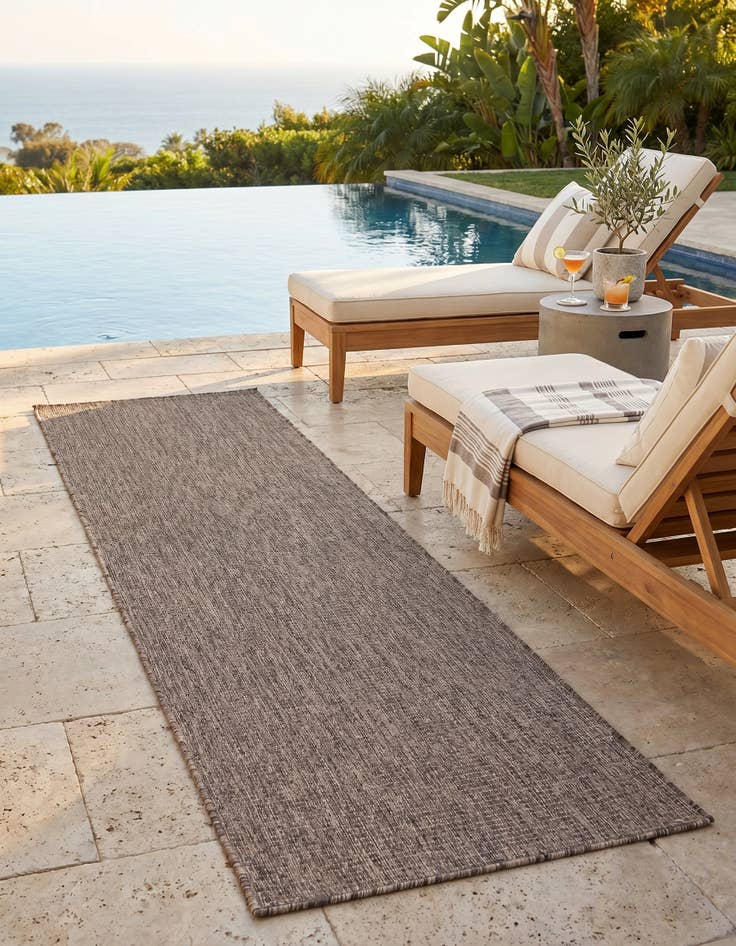 Detail image of 2' x 6' Easy-Clean Solid Indoor / Outdoor Runner Rug