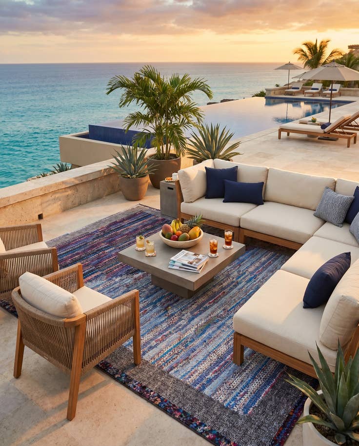 Detail image of 10' x 14' Easy-Clean Modern Indoor / Outdoor Rug