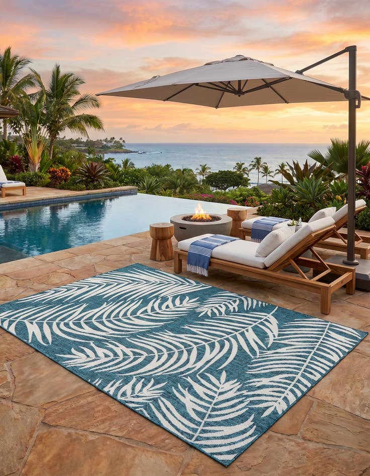 Detail image of 6' x 9' Easy-Clean Botanical Indoor / Outdoor Rug