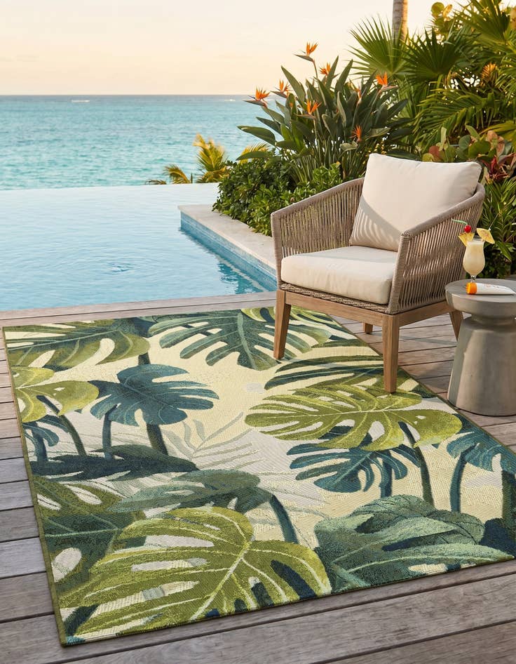 Detail image of 3' 3 x 5' 3 Easy-Clean Botanical Indoor / Outdoor Rug