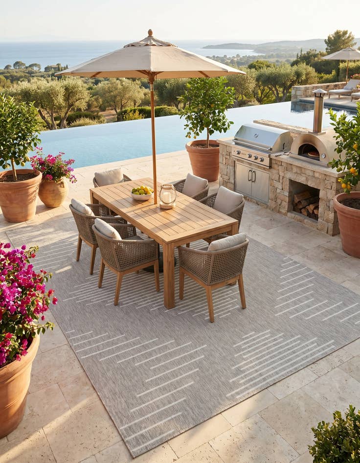 Detail image of 7' 10 x 11' Easy-Clean Modern Indoor / Outdoor Rug