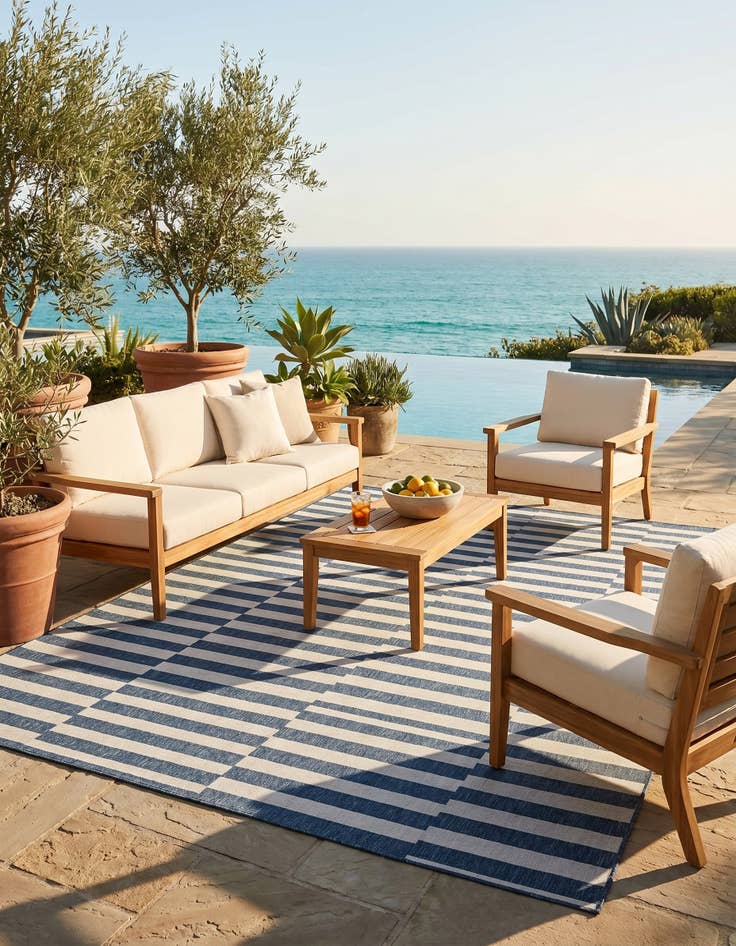 Detail image of 10' x 13' Easy-Clean Ribbon Indoor / Outdoor Rug