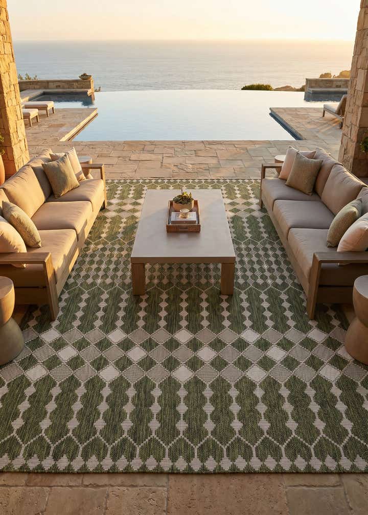 10' x 14' Easy-Clean Trellis Indoor / Outdoor Rug