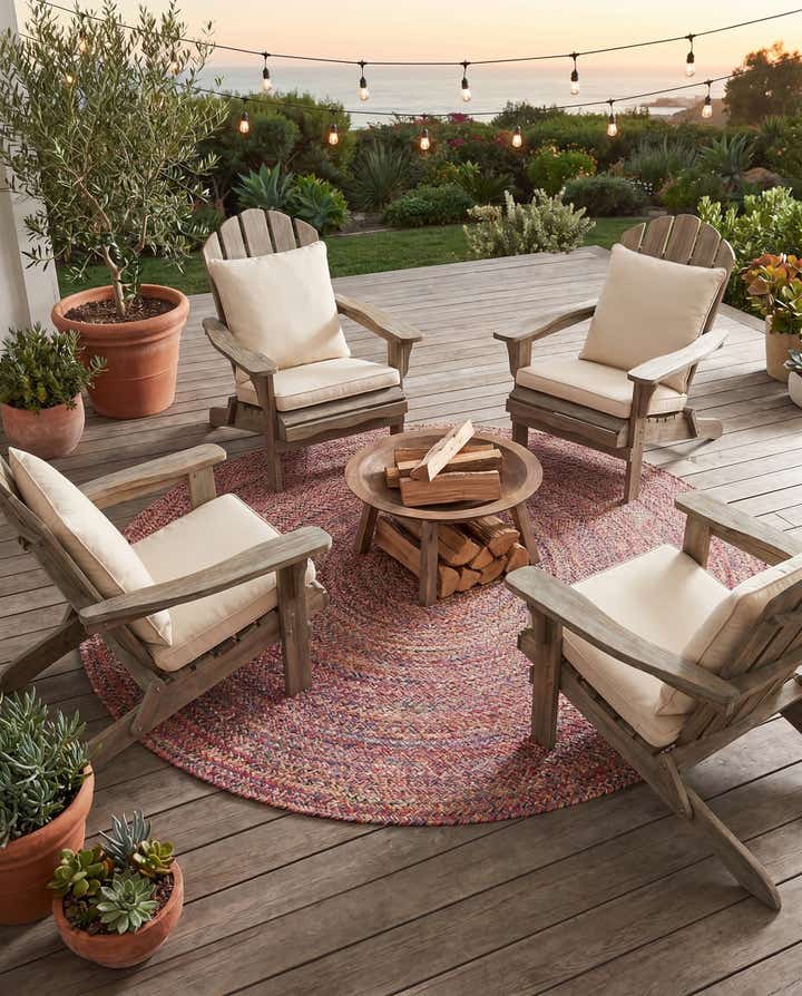 5' 3 x 5' 3 Easy-Clean Eco Verse Washable Indoor / Outdoor Round Rug