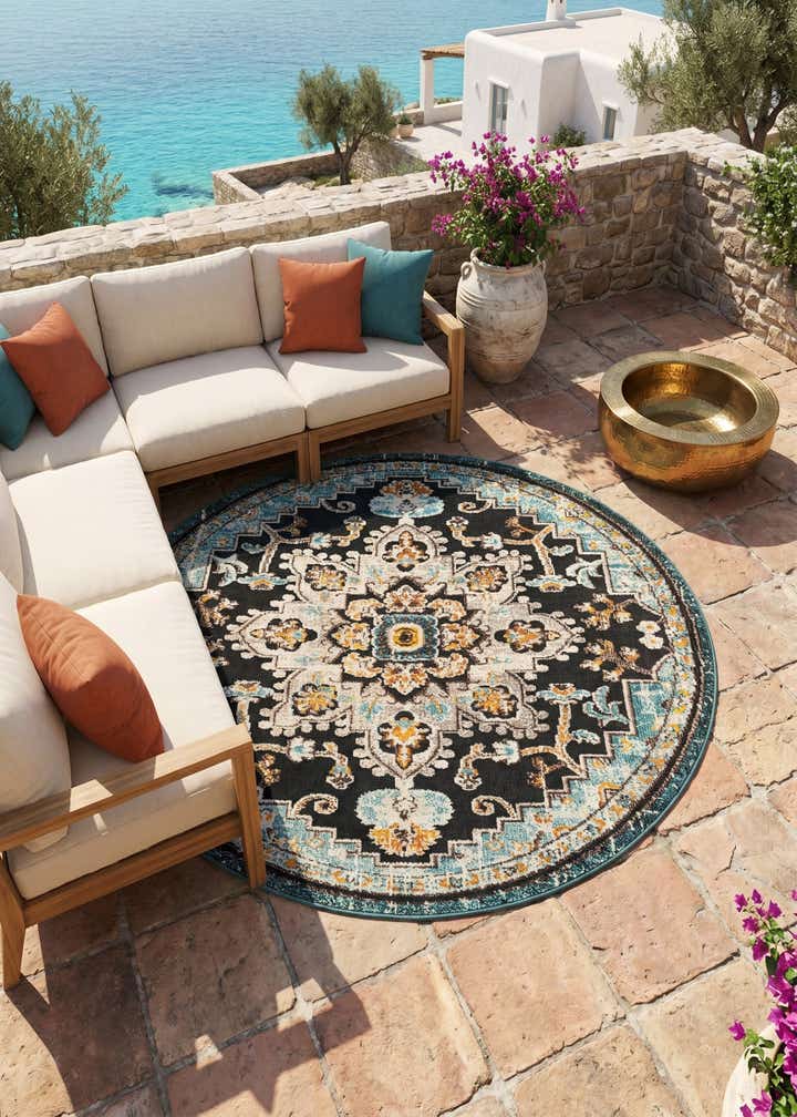 6' x 6' Easy-Clean Casablanca Indoor / Outdoor Round Rug