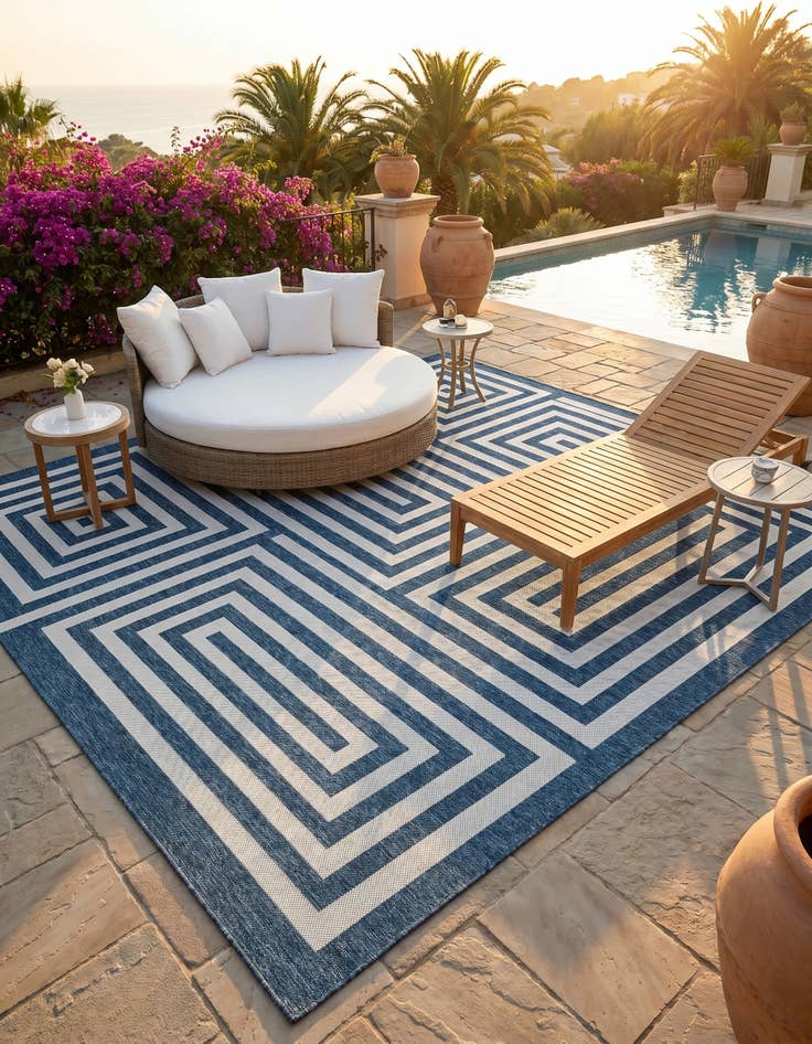 Detail image of 13' x 13' Easy-Clean Modern Indoor / Outdoor Square Rug