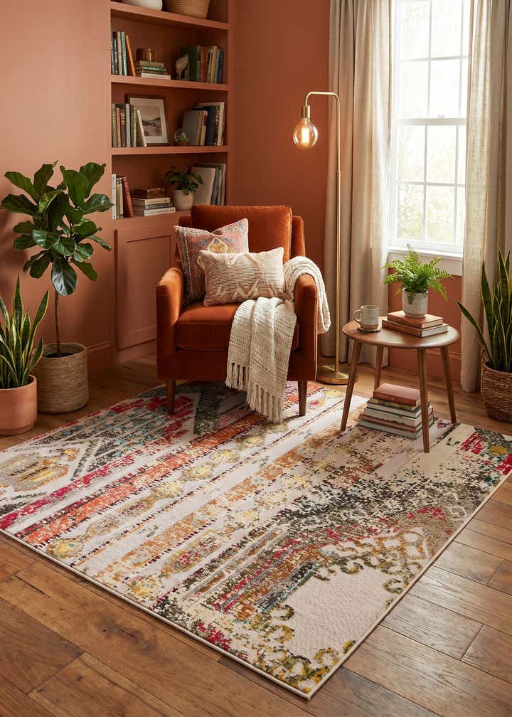 7' 10 x 7' 10 Easy-Clean Casablanca Indoor / Outdoor Square Rug