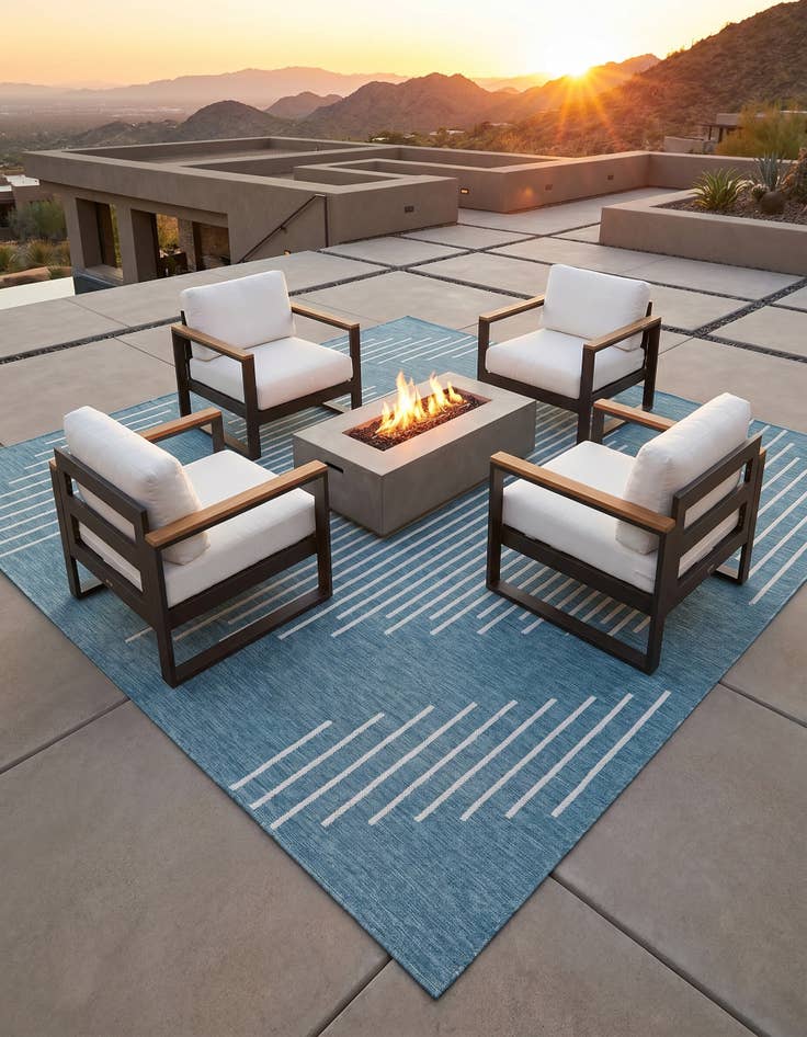 Detail image of 10' 8 x 10' 8 Easy-Clean Modern Indoor / Outdoor Square Rug