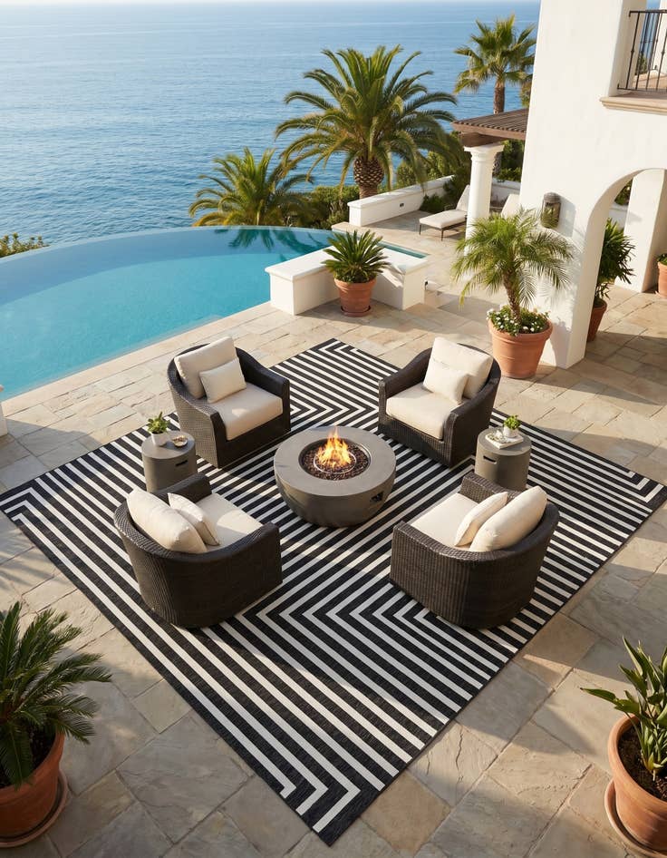 Detail image of 13' x 13' Easy-Clean Modern Indoor / Outdoor Square Rug