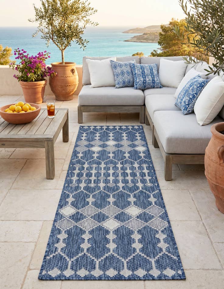 Detail image of 2' x 6' Easy-Clean Trellis Indoor / Outdoor Runner Rug