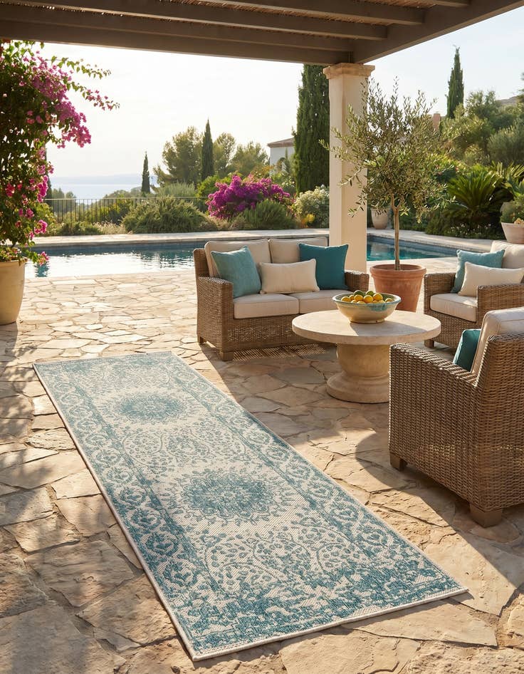 Detail image of 2' x 6' Easy-Clean Traditional Indoor / Outdoor Runner Rug