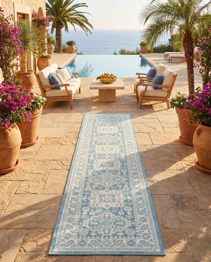 2' 7 x 12' Easy-Clean Aztec Indoor / Outdoor Runner Rug