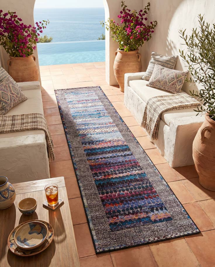 Detail image of 2' x 8' Easy-Clean Modern Indoor / Outdoor Runner Rug