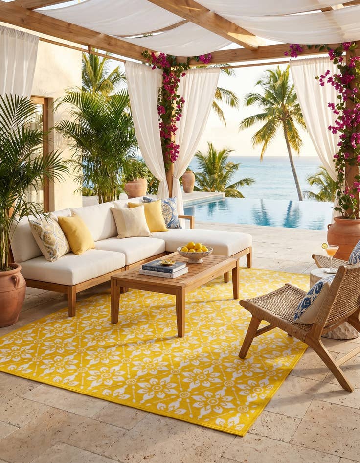 Detail image of 6' x 9' Easy-Clean Trellis Indoor / Outdoor Rug