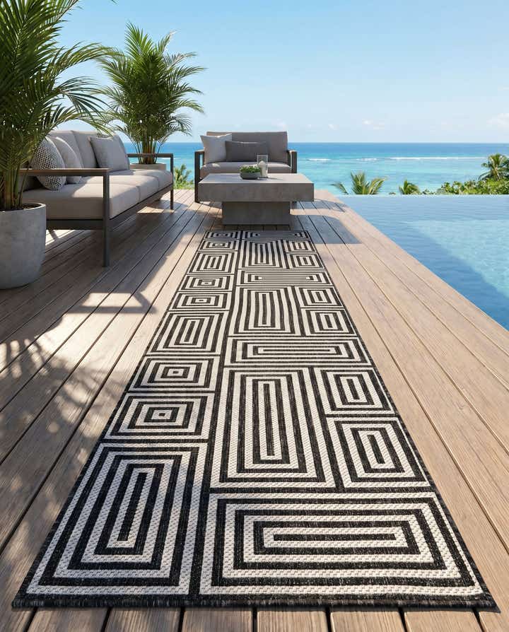2' 7 x 12' Easy-Clean Modern Indoor / Outdoor Runner Rug
