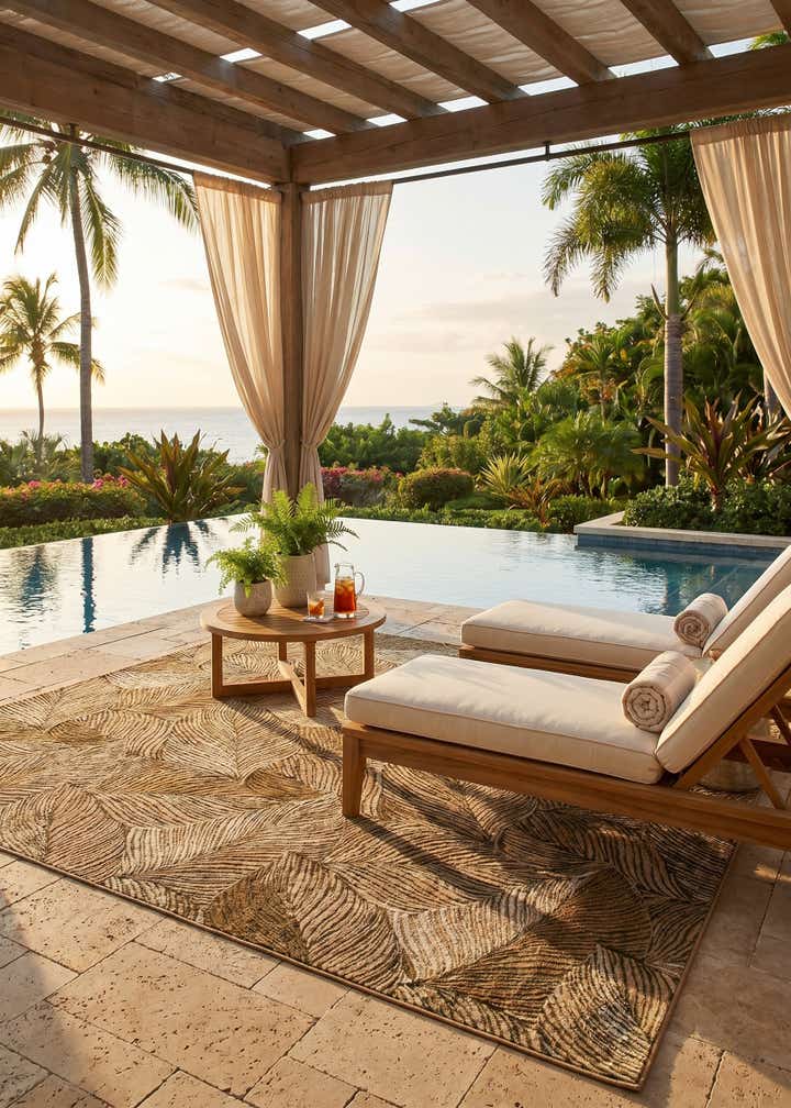 7' x 10' Easy-Clean Botanical Indoor / Outdoor Rug