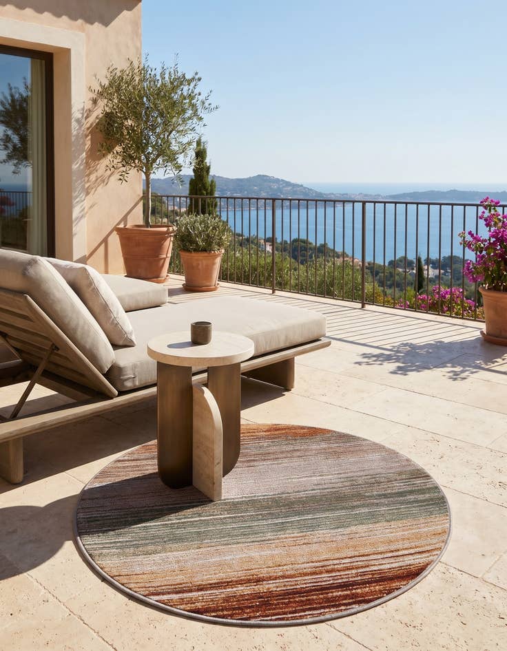 Detail image of 3' x 3' Easy-Clean Modern Indoor / Outdoor Round Rug