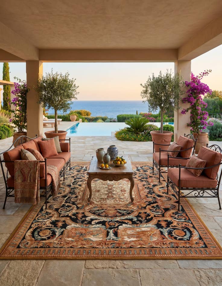 Detail image of 9' x 12' Easy-Clean Traditional Indoor / Outdoor Rug