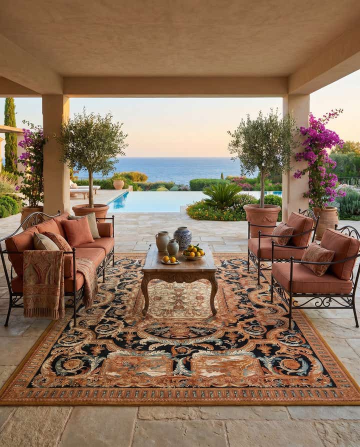 9' x 12' Easy-Clean Traditional Indoor / Outdoor Rug
