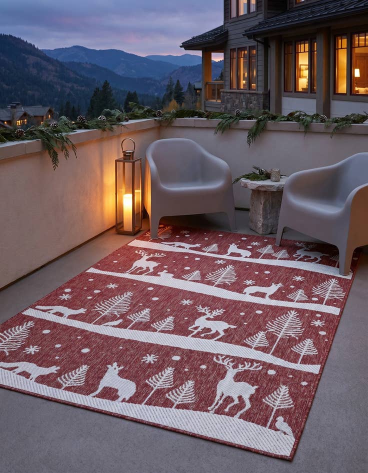 Detail image of 4' x 6' Easy-Clean Holiday Indoor / Outdoor Rug