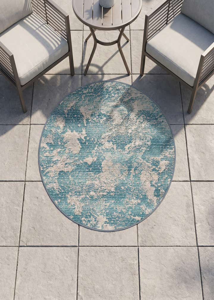 3' x 3' Easy-Clean Modern Indoor / Outdoor Round Rug