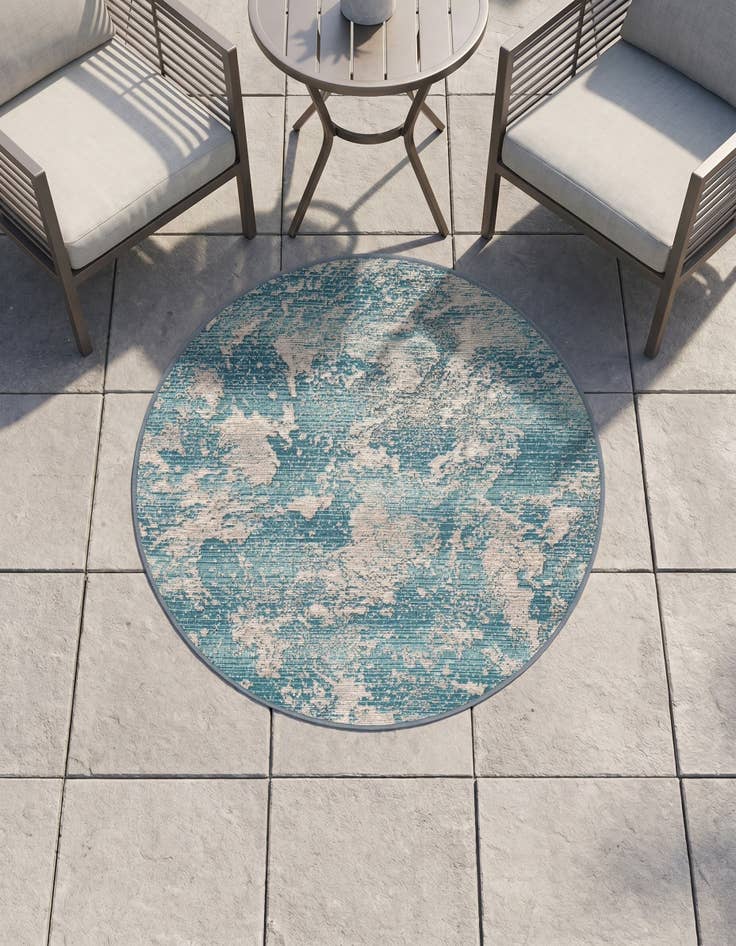 Detail image of 3' x 3' Easy-Clean Modern Indoor / Outdoor Round Rug
