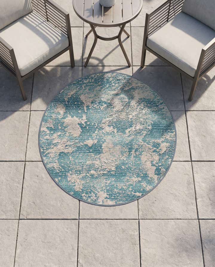 3' x 3' Easy-Clean Modern Indoor / Outdoor Round Rug