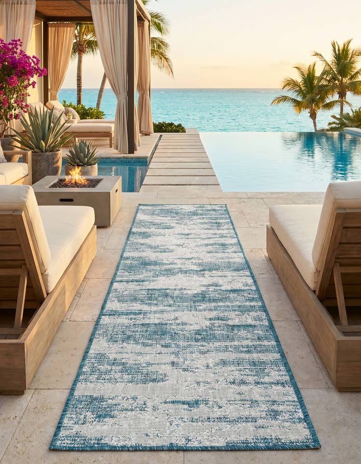 Detail image of 2' x 8' Easy-Clean Modern Indoor / Outdoor Runner Rug