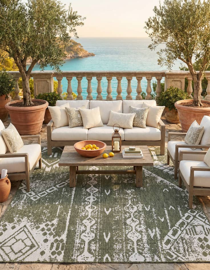 Detail image of 7' 10 x 10' Easy-Clean Bohemian Indoor / Outdoor Rug