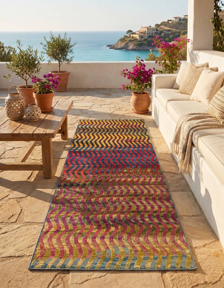 Detail image of 2' 7 x 7' Easy-Clean Modern Indoor / Outdoor Runner Rug