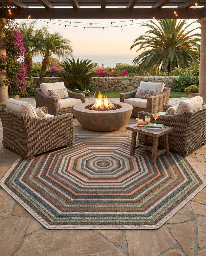 7' 10 x 7' 10 Easy-Clean Baja Indoor / Outdoor Octagon Rug