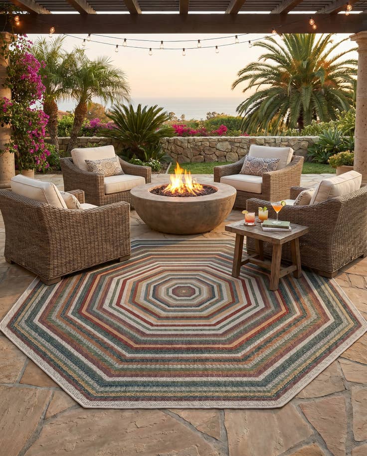 Detail image of 7' 10 x 7' 10 Easy-Clean Baja Indoor / Outdoor Octagon Rug