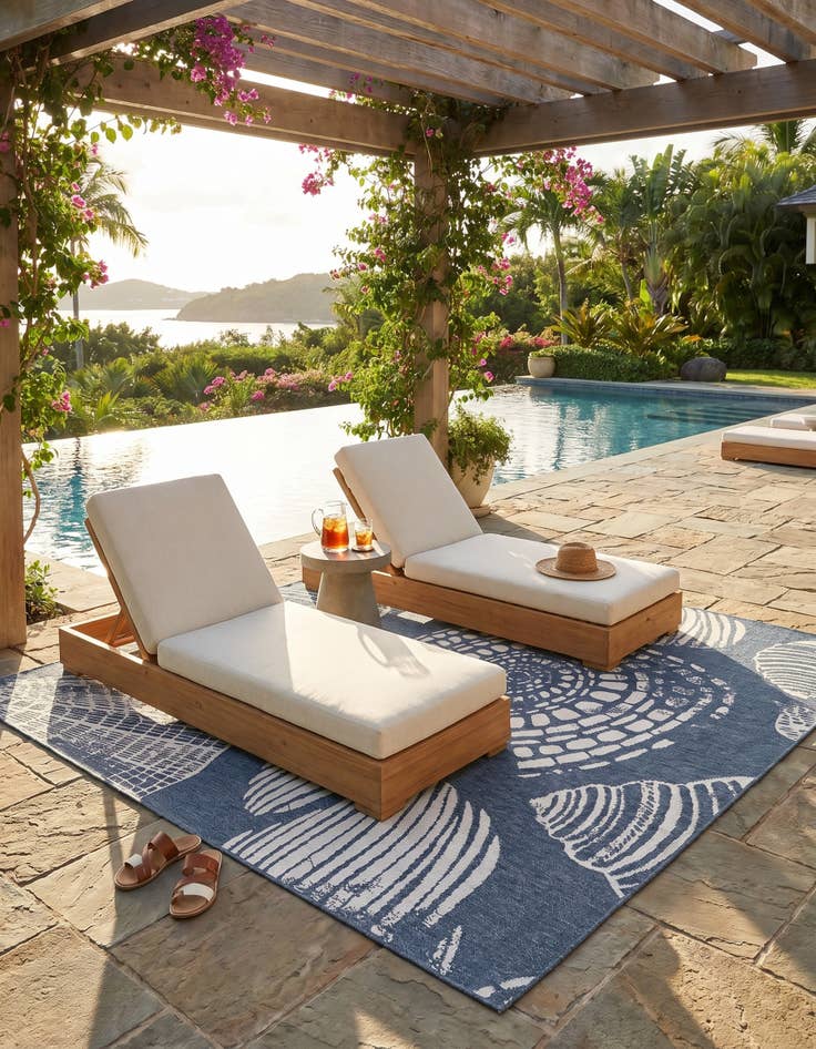 Detail image of 5' 3 x 8' Easy-Clean Coastal Indoor / Outdoor Rug