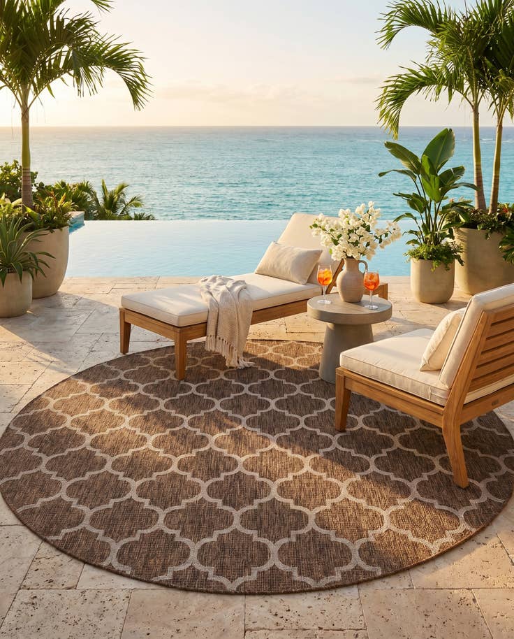 Detail image of 10' 8 x 10' 8 Easy-Clean Lattice Indoor / Outdoor Round Rug