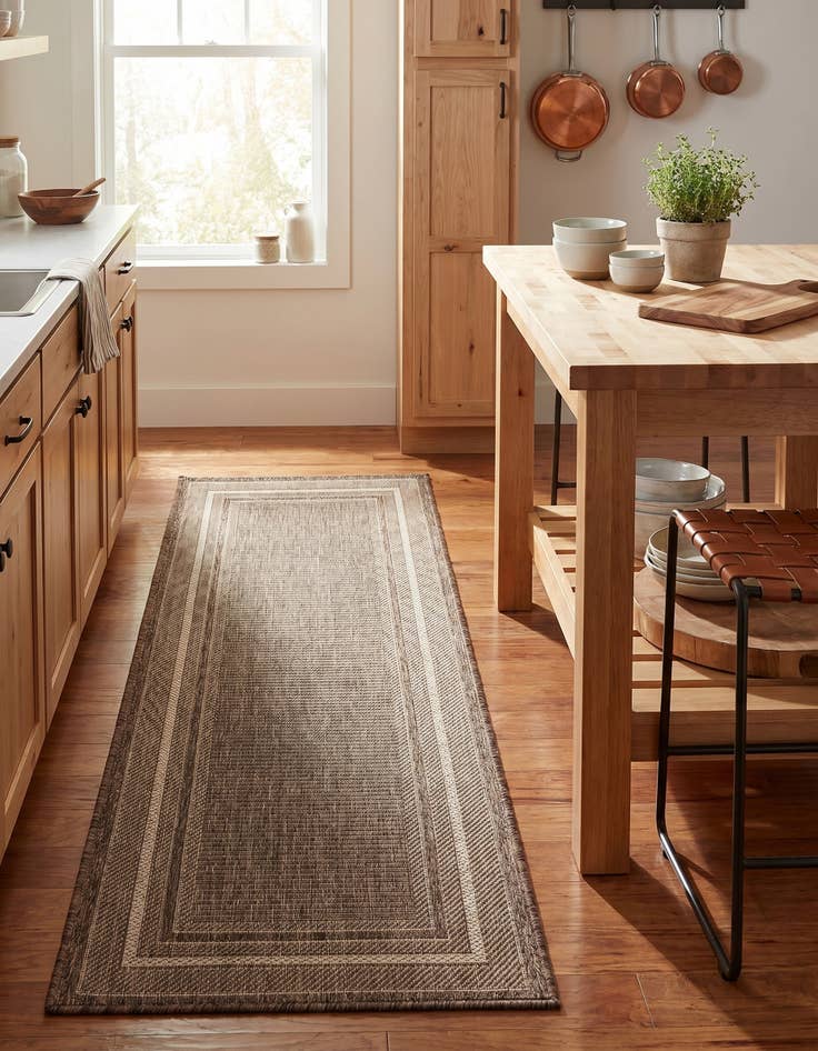 Detail image of 2' x 5' Easy-Clean Border Indoor / Outdoor Runner Rug