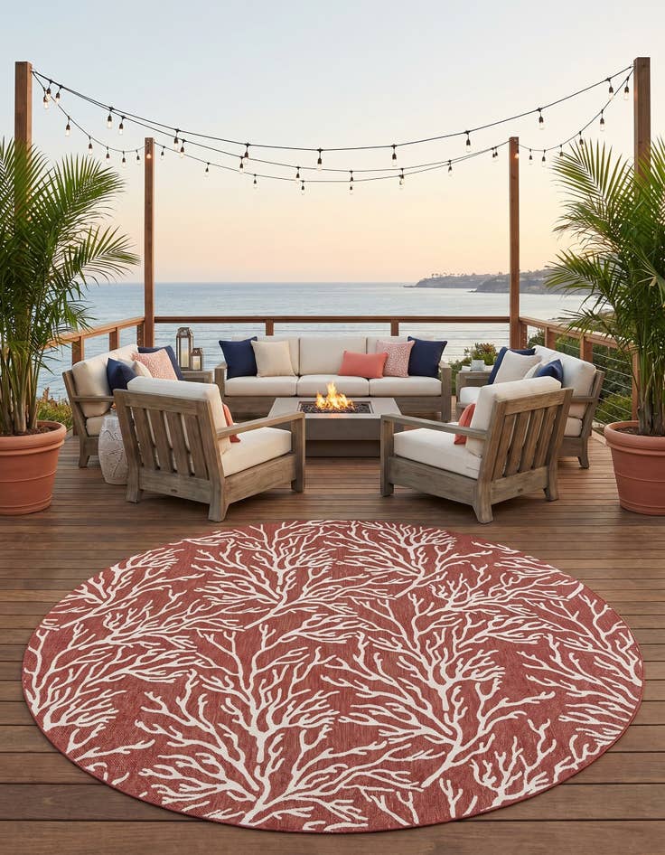 Detail image of 13' x 13' Easy-Clean Coastal Indoor / Outdoor Round Rug