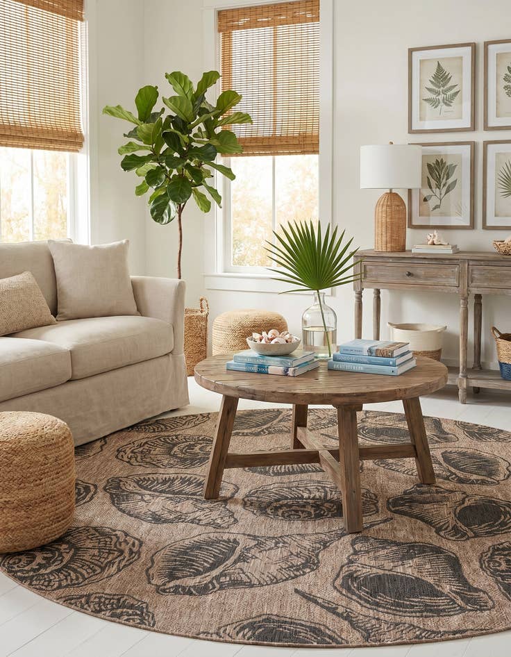 Detail image of 10' x 10' Easy-Clean Coastal Indoor / Outdoor Round Rug