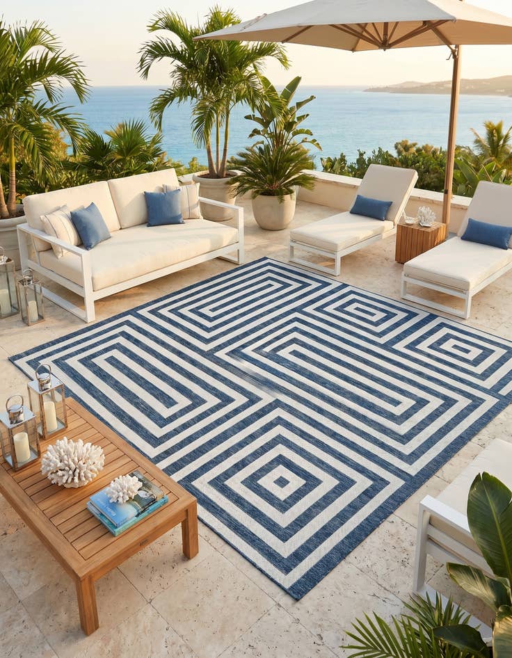 Detail image of 10' x 10' Easy-Clean Modern Indoor / Outdoor Square Rug
