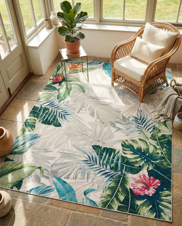 Detail image of 7' 10 x 10' Easy-Clean Botanical Indoor / Outdoor Rug