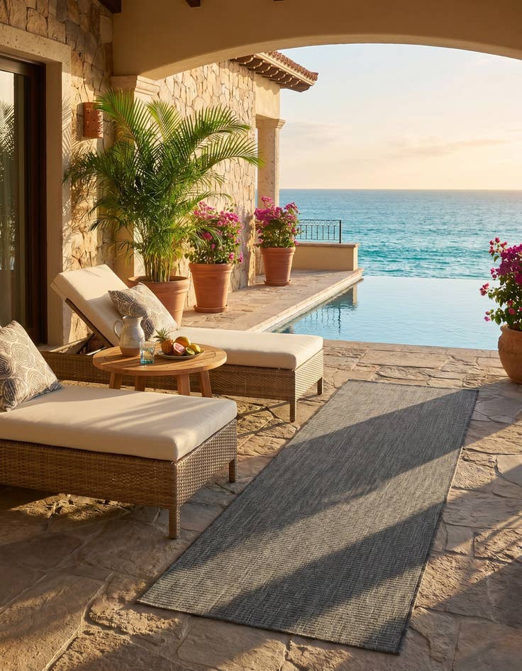 Detail image of 2' x 6' Easy-Clean Solid Indoor / Outdoor Runner Rug