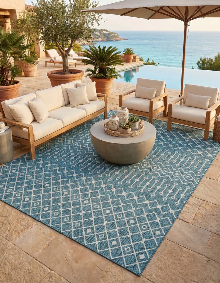 Detail image of 10' x 13' Easy-Clean Lattice Indoor / Outdoor Rug