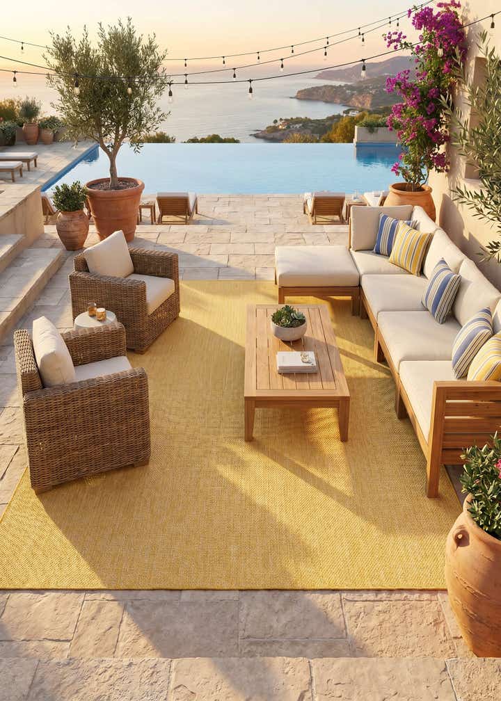10' x 13' Easy-Clean Solid Indoor / Outdoor Rug