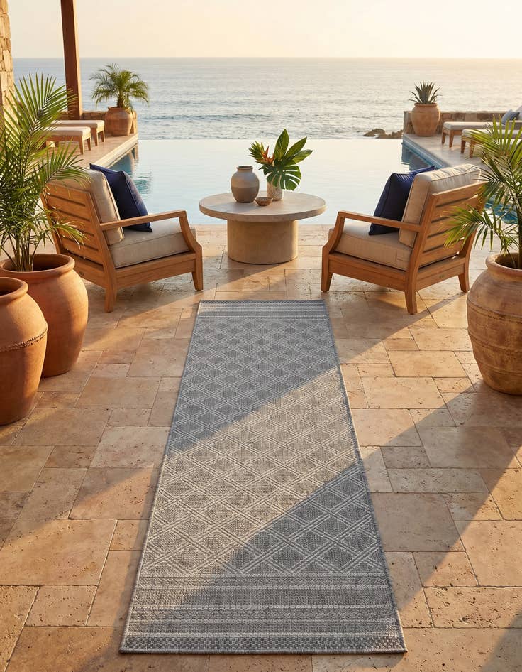 Detail image of 2' x 8' Easy-Clean Trellis Indoor / Outdoor Runner Rug