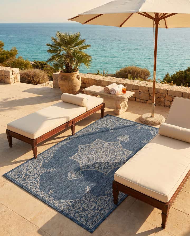 5' 3 x 8' Easy-Clean Traditional Indoor / Outdoor Rug
