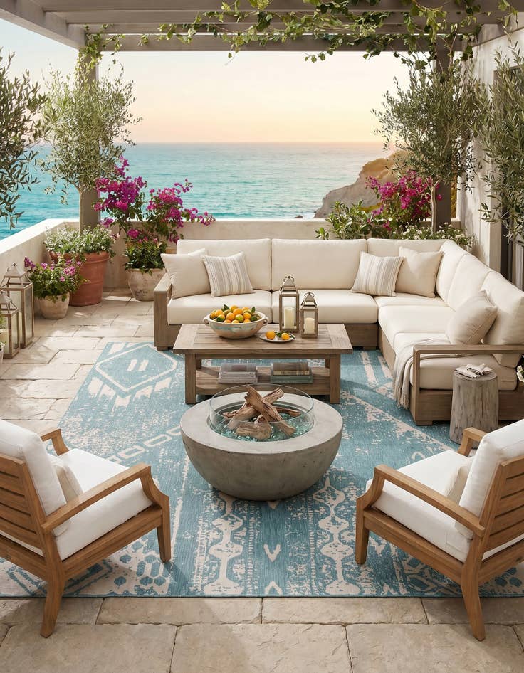 Detail image of 13' x 13' Easy-Clean Bohemian Indoor / Outdoor Square Rug