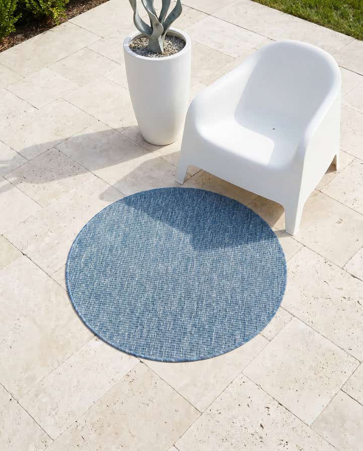 3' x 3' Easy-Clean Solid Indoor / Outdoor Round Rug