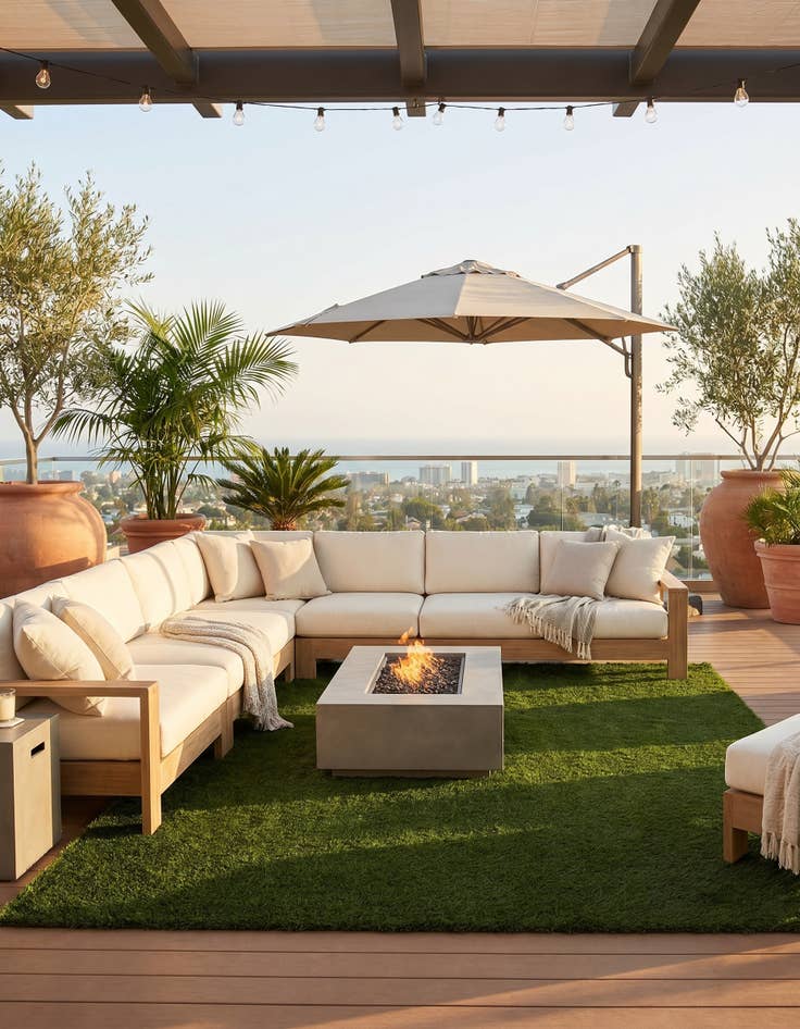 Detail image of 7' 10 x 11' Easy-Clean Grass Indoor / Outdoor Rug