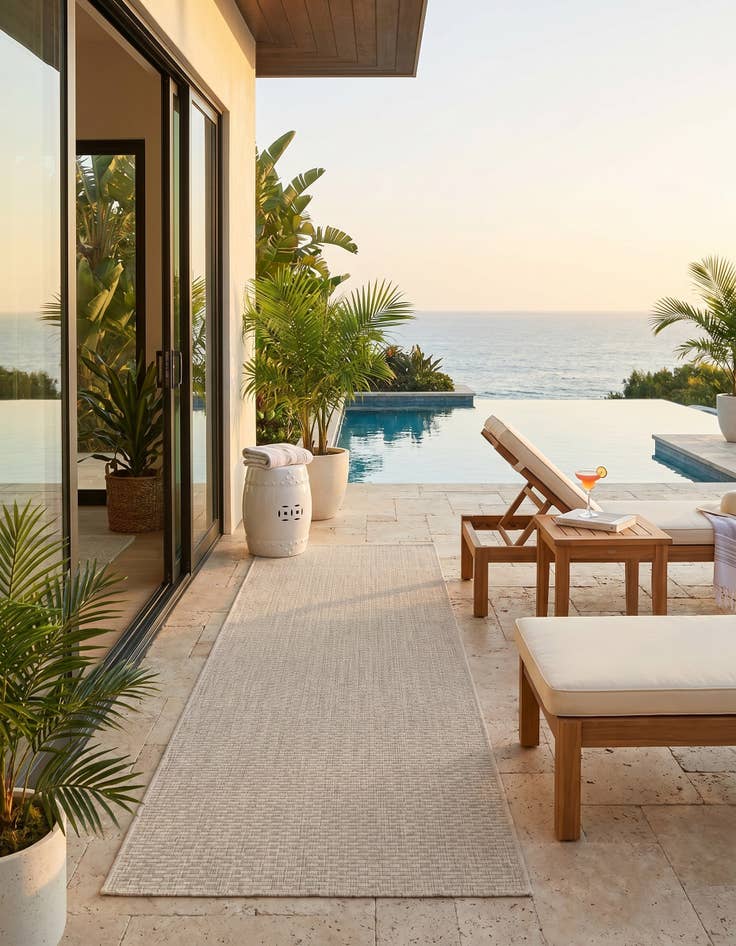 Detail image of 2' x 6' Easy-Clean Solid Indoor / Outdoor Runner Rug