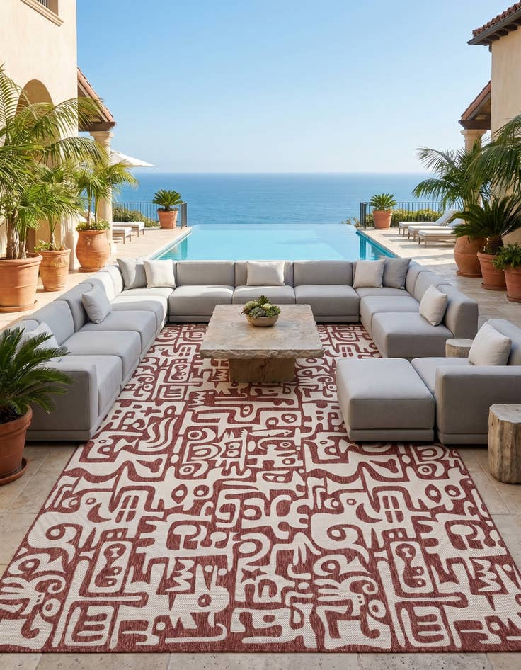 Detail image of 10' x 14' Easy-Clean Modern Indoor / Outdoor Rug