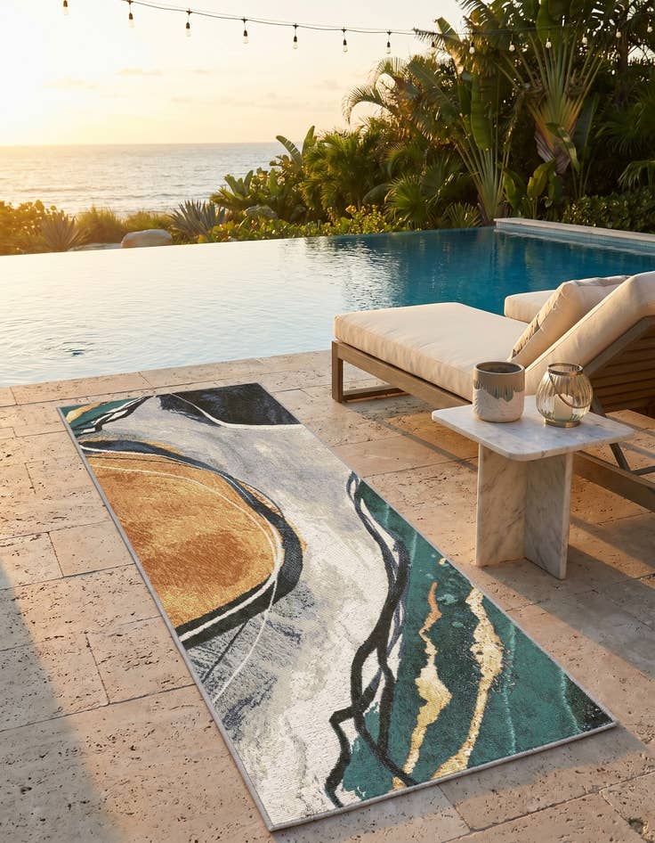 Detail image of 2' x 5' 1 Easy-Clean Modern Indoor / Outdoor Runner Rug